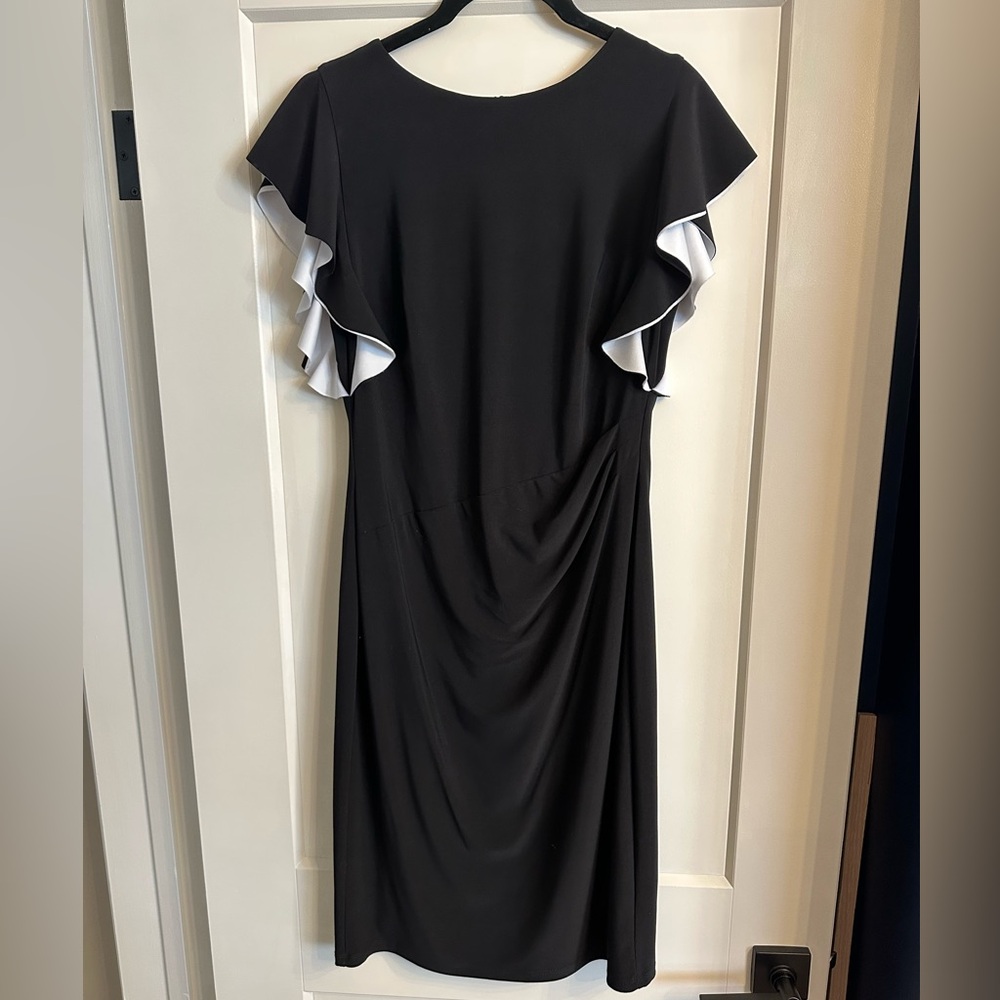 Ralph Lauren Black Midi Dress with White Ruffles